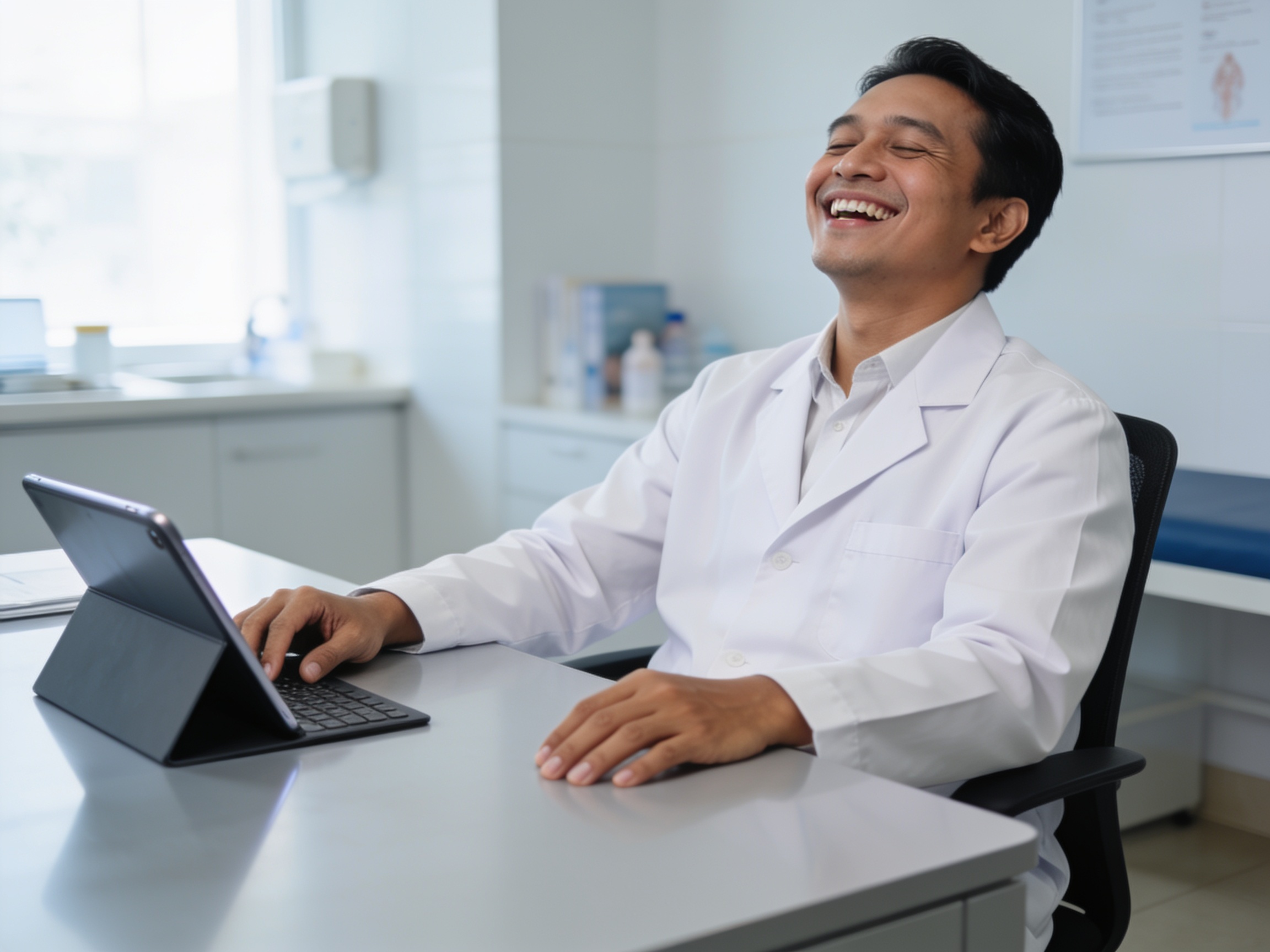 Dokter Indonesia memeriksa data integrasi alat kesehatan modern di rumah sakit
